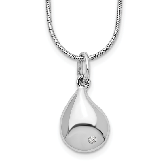 925 Sterling Silver Rhodium-plated 18 Inch Diamond Teardrop Necklace 2